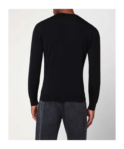 Drumohr Truffle Coloured Wool Crew Neck Sweater In Black