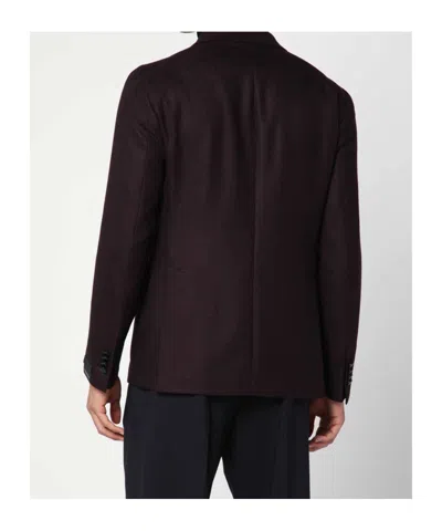 Tagliatore Burgundy Pattern Single-breasted Jacket With Front Pockets In Black