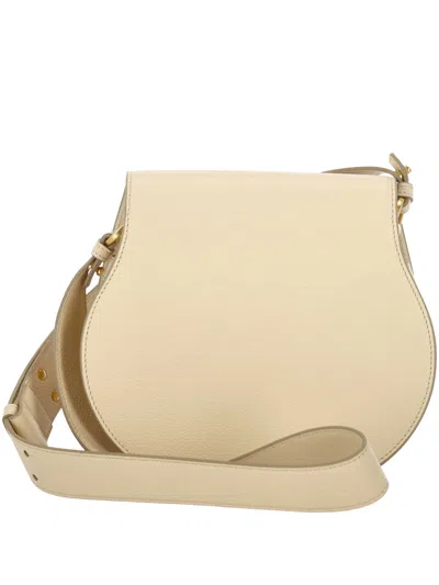 Chloé Marcie Small Shoulder Bag In Beige Leather In Brown