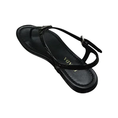 Prada Round-toe Flat Sandals In Black