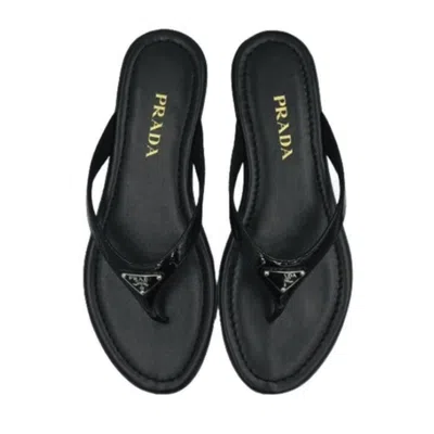 Prada Round-toed Flip-flops In Black