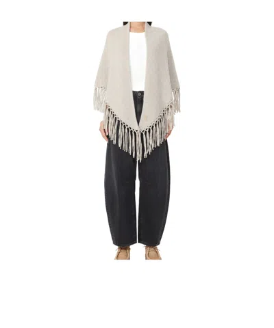 Weekend Max Mara Fringed Wool Shawl In Neutral