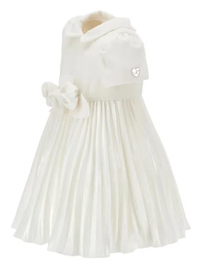 Monnalisa Pleated Dress In White