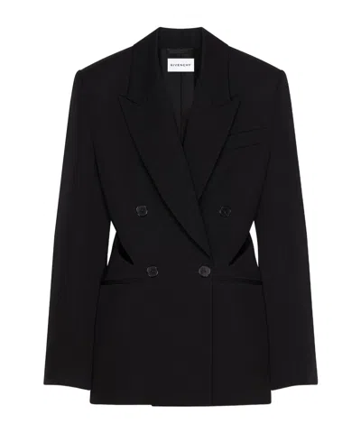 Givenchy Double-breasted Slashed Jacket In Wool In Black