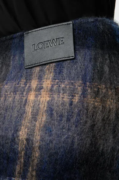Loewe Blue Checked Mini Skirt In Mohair And Wool Blend Women In Multi
