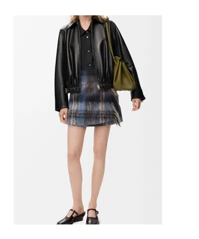 Loewe Blue Checked Mini Skirt In Mohair And Wool Blend Women In Multi