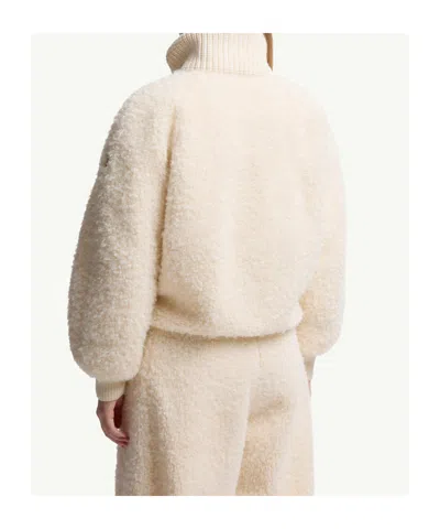 Moncler Ayles Short Down Jacket In Teddy And Wool Jackets White In Neutral