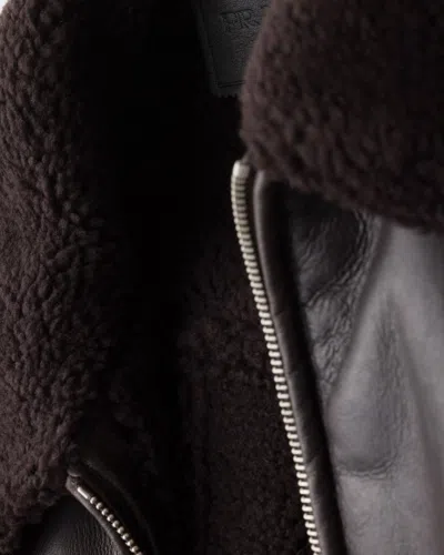 Prada Leather And Shearling Jacket In Brown