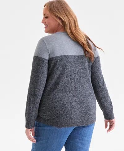 Style & Co Women's Cotton Colorblocked Pullover Sweater, Macy's Exclusive In Gray