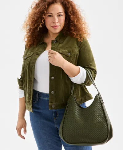 Style & Co Plus Size Corduroy Button-front Jacket, Macy's Exclusive In Green