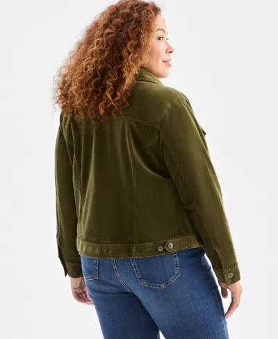 Style & Co Plus Size Corduroy Button-front Jacket, Macy's Exclusive In Green