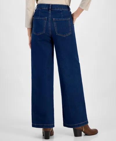 Style & Co Petite High-rise Wide-leg Jeans, Created For Macy's In Blue