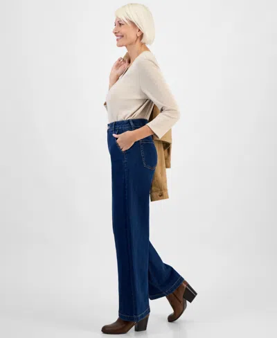 Style & Co Petite High-rise Wide-leg Jeans, Created For Macy's In Blue