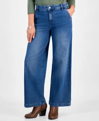 Style & Co Petite High-rise Wide-leg Jeans, Created For Macy's In Blue