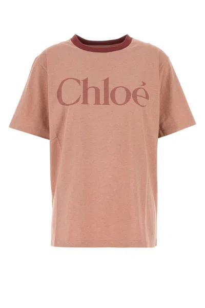 Chloé Pink Cotton T-shirt With Logo In Pink