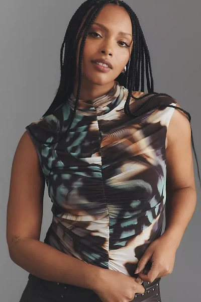 Anthropologie Afrm Power Mesh Jolie Top In Multi