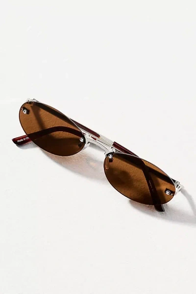 Eyeking Small Oval Metal Sunglasses In Silver