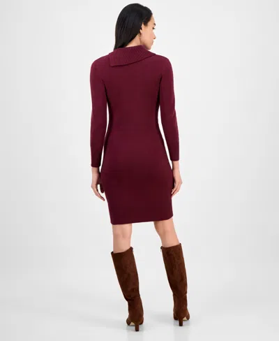 Sandra Darren Women's Cable-knit Fitted Long-sleeve Sweater Dress In Burgundy