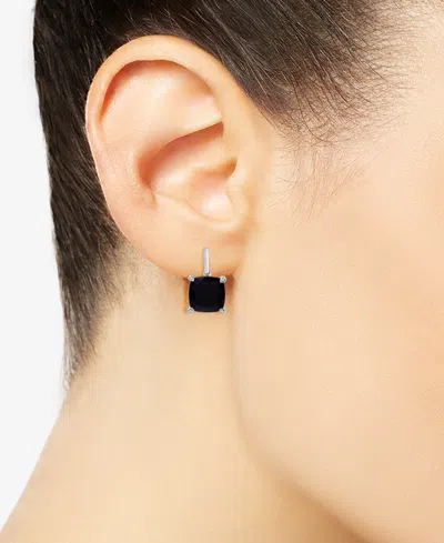 Macy's Onyx & Diamond Accent Drop Earrings In 14k Gold-plated Sterling Silver In Black