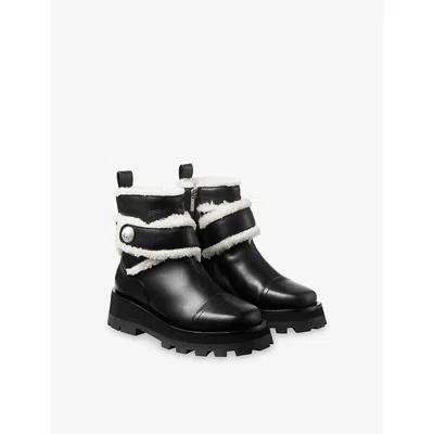 Jimmy Choo Meena Genuine Shearling Lined Bootie In Black