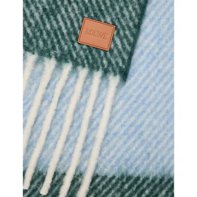Loewe Colour-block Alpaca And Wool-blend Scarf In Blue