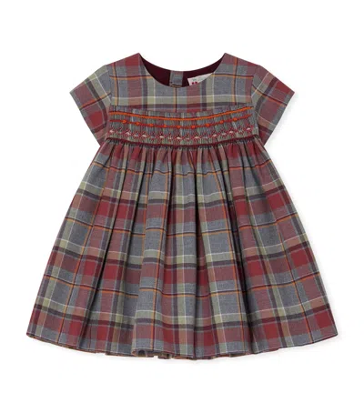 Bonpoint Cotton Tartan Plaid Dress In Brown