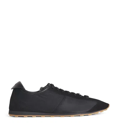 Jacquemus Smooth Suede-textured Sneakers With Contrasting Rubber Sole In Black