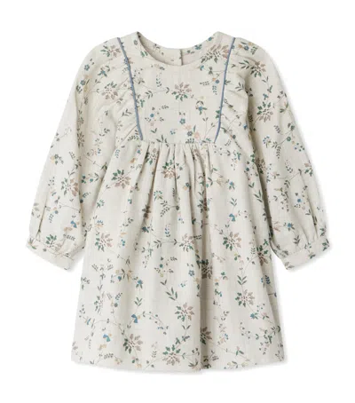 Bonpoint Cotton-blend Floral Dress In Gray