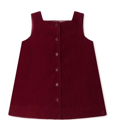 Bonpoint Buttoned Corduroy Dress In Burgundy
