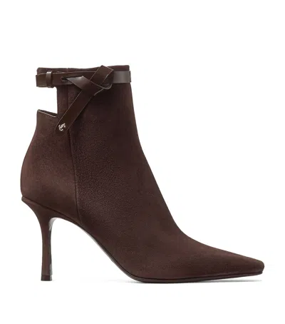 Jimmy Choo Camie Brown Ankle Boots With Knot Detail In Suede Woman In Brown