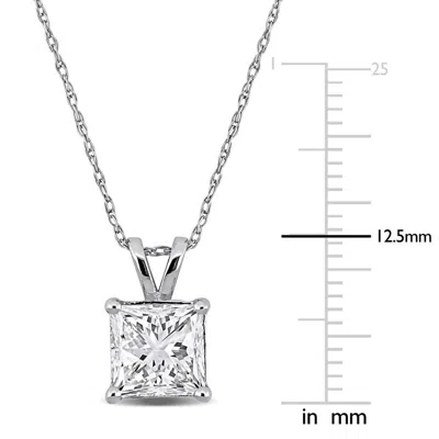 Created Forever 2ct Tw Princess-cut Lab Grown Diamond Solitaire Pendant With Chain In 14k White Gold In Silver