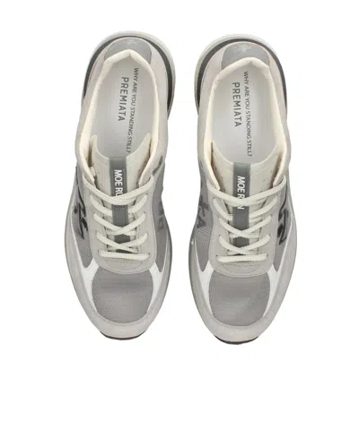 Premiata Chunky Multicolour Sneakers With Premium Leather Accents In White