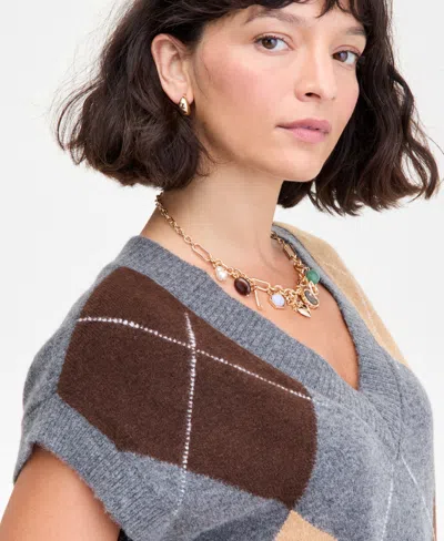 On 34th Women's Argyle Oversized Sweater Vest, Macy's Exclusive In Multi