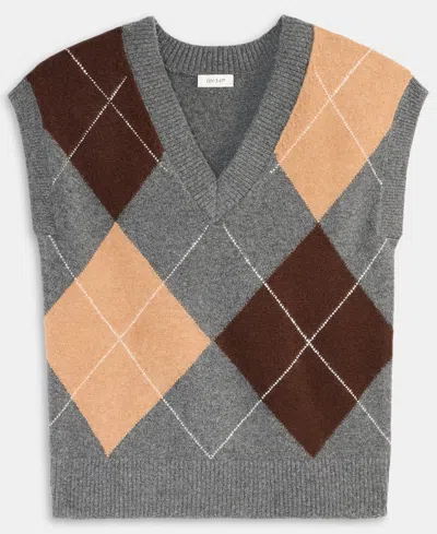 On 34th Women's Argyle Oversized Sweater Vest, Macy's Exclusive In Multi
