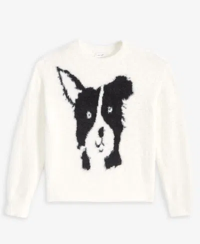 On 34th Womens Eyelash Dog Crewneck Sweater Xxs 3x Macys Exclusive In White