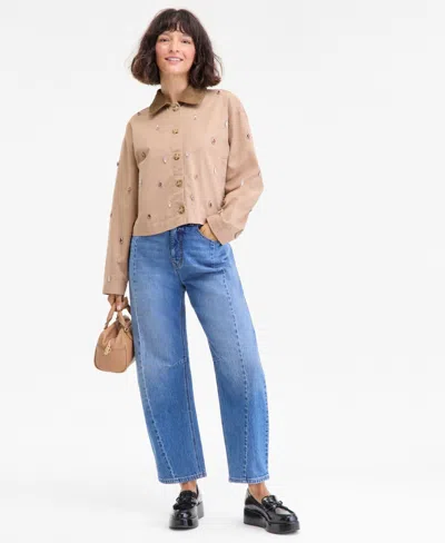 On 34th Women's Embellished Corduroy Collar Cropped Jacket, Macy's Exclusive In Multi