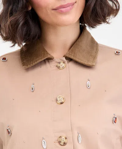 On 34th Women's Embellished Corduroy Collar Cropped Jacket, Macy's Exclusive In Multi