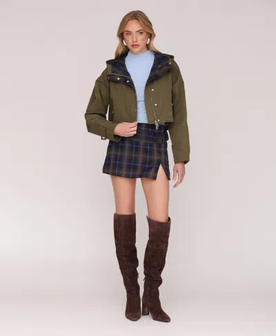 Avec Les Filles Women's Cropped Oversized Anorak Jacket In Green