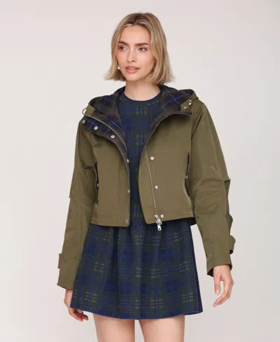 Avec Les Filles Women's Cropped Oversized Anorak Jacket In Green