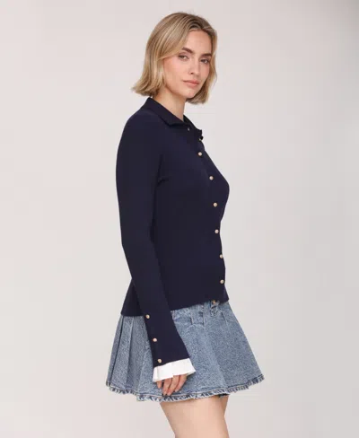 Avec Les Filles Knit Cardigan In Blue