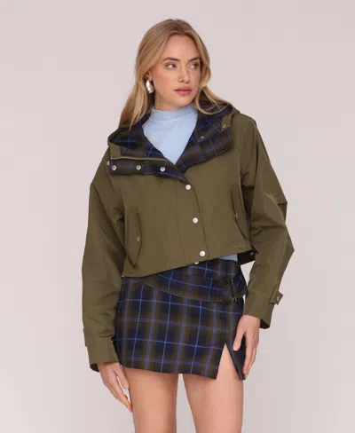 Avec Les Filles Women's Cropped Oversized Anorak Jacket In Green