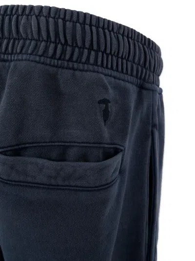 Trussardi Junior Embroidered-logo Trousers In Blue