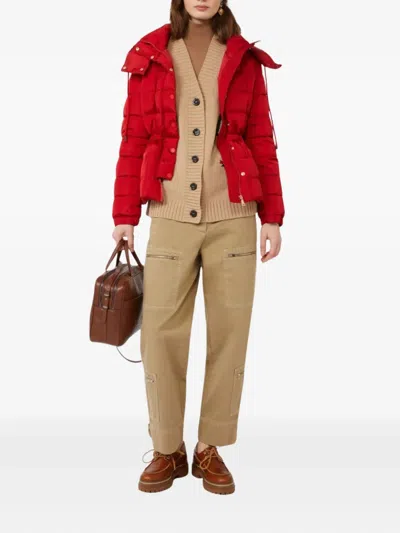Weekend Max Mara Sax Quilted Down Water Repellent Short Jacket In Red