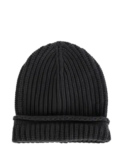 Casey Casey Ribbed Roll-up Beanie In Black
