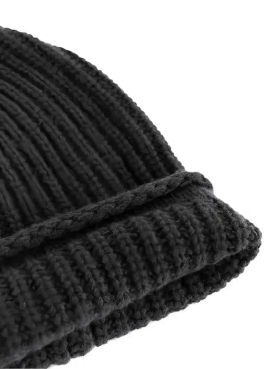 Casey Casey Ribbed Roll-up Beanie In Black