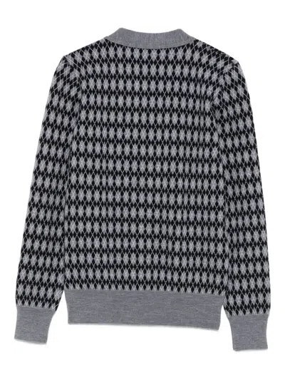 N°21 Argyle-pattern Cardigan In Gray