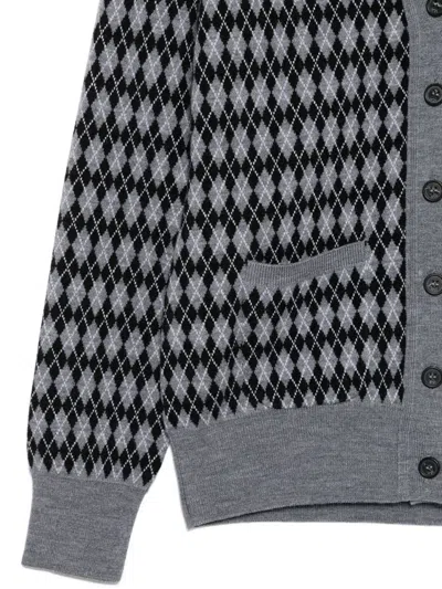 N°21 Argyle-pattern Cardigan In Gray