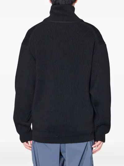 Kolor Ribbed-knit Zipped Sweater In Black