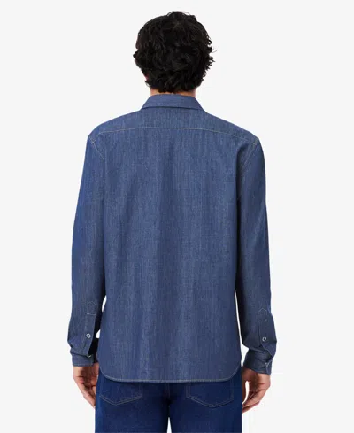 Lacoste Organic Cotton Denim Shirt With Embroidered Crocodile Logo In Blue