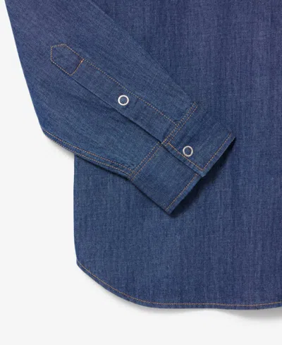 Lacoste Organic Cotton Denim Shirt With Embroidered Crocodile Logo In Blue